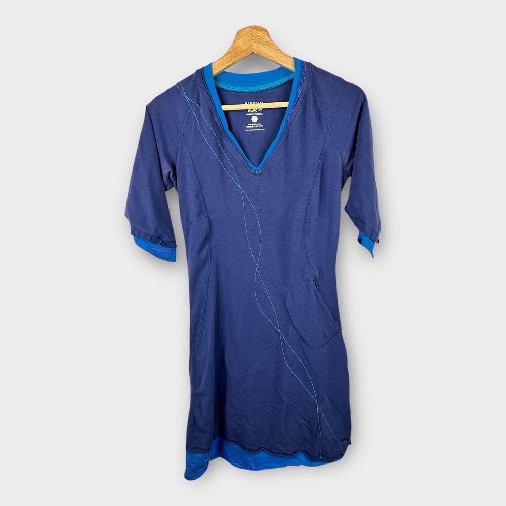 Mountain Hardwear Women size Small 3/4 Sleeve Hiking Dress Blue Outdoor Gorpcore
